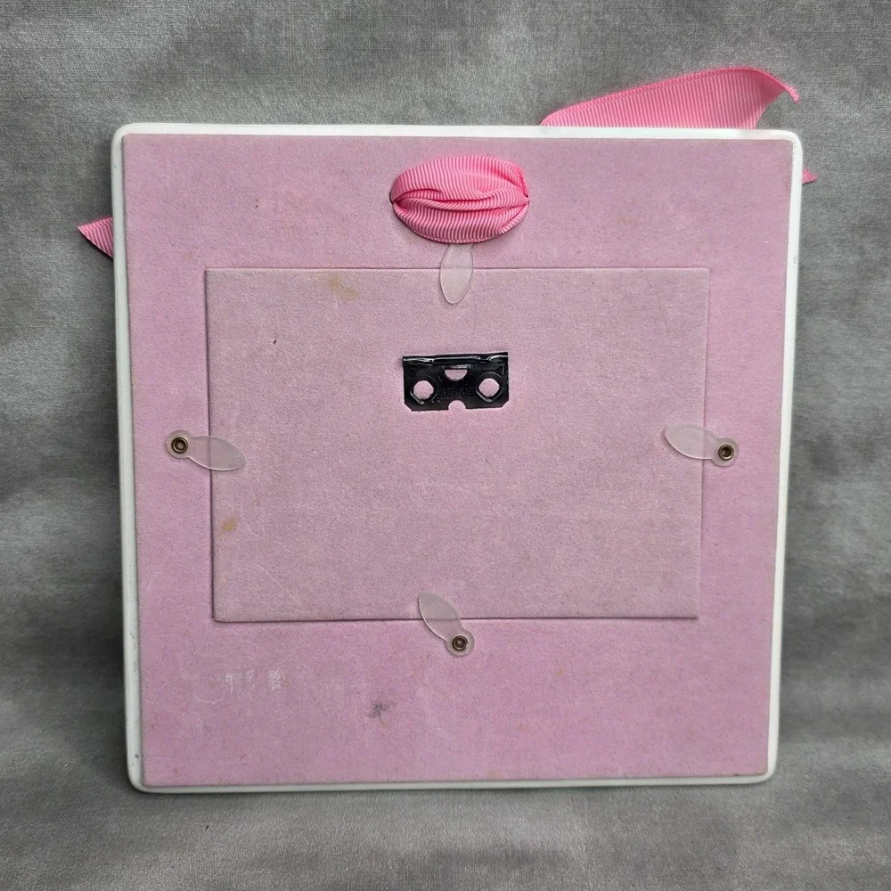 My First Photo Picture Frame Girl Pink Bow Handprints Opening 3